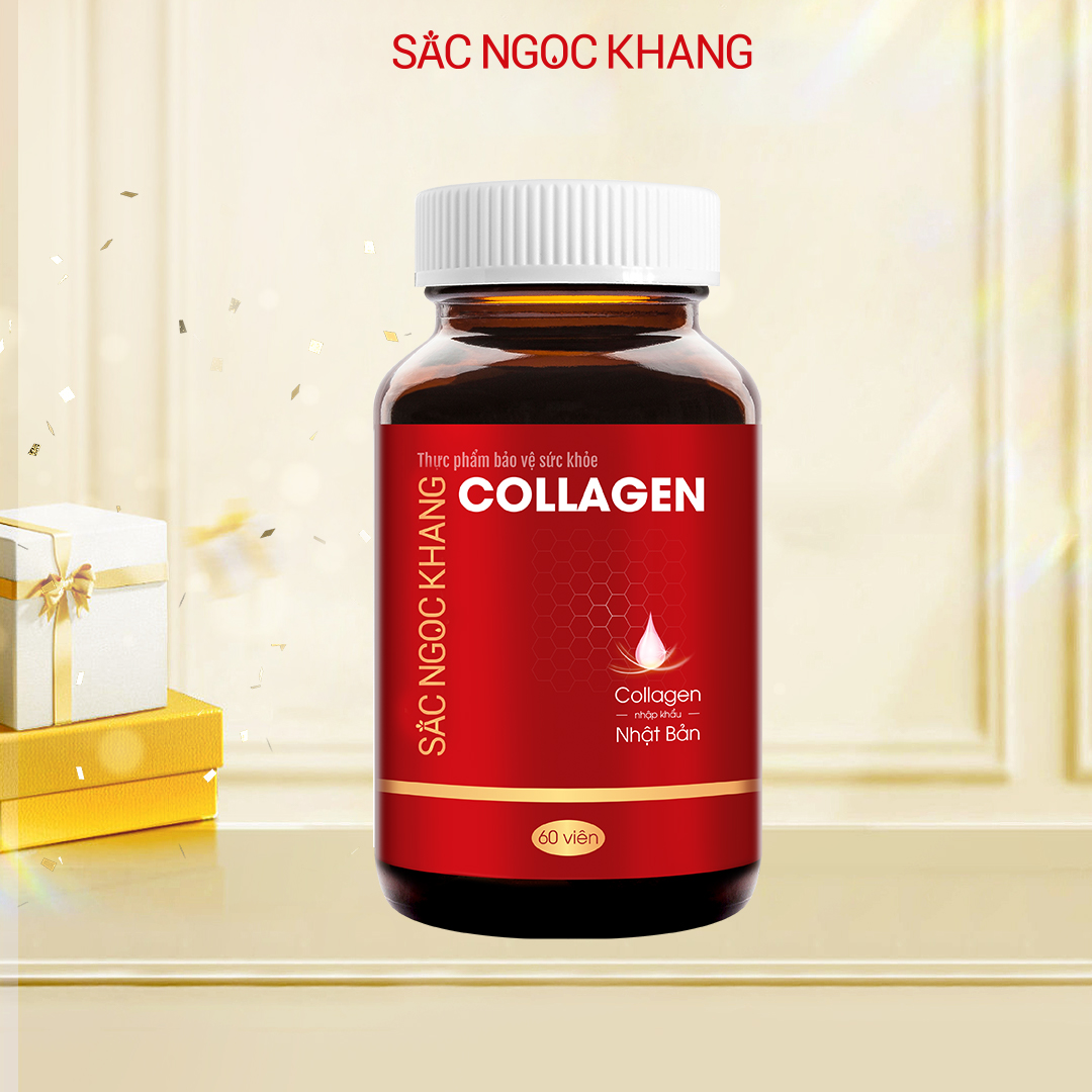 Collagen Sắc Ngọc Khang thế hệ mới 100% nguyên liệu nhập khẩu từ Nhật Bản Hộp 60 viên