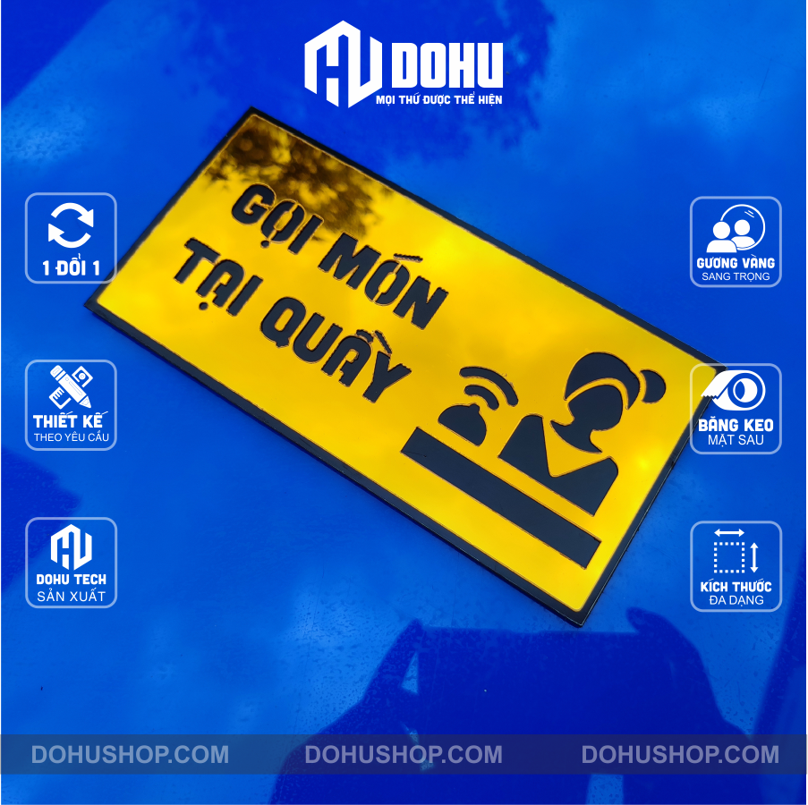 Bảng gọi món tại quầy gương vàng - có sẵn keo dán