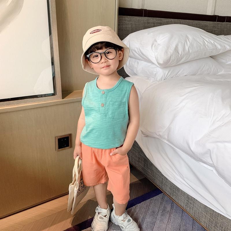Áo thun bé trai ba lỗ sát nách cotton thoáng mát màu trơn túi ngực size đại 30kg Magickids Quần áo trẻ em AO22020