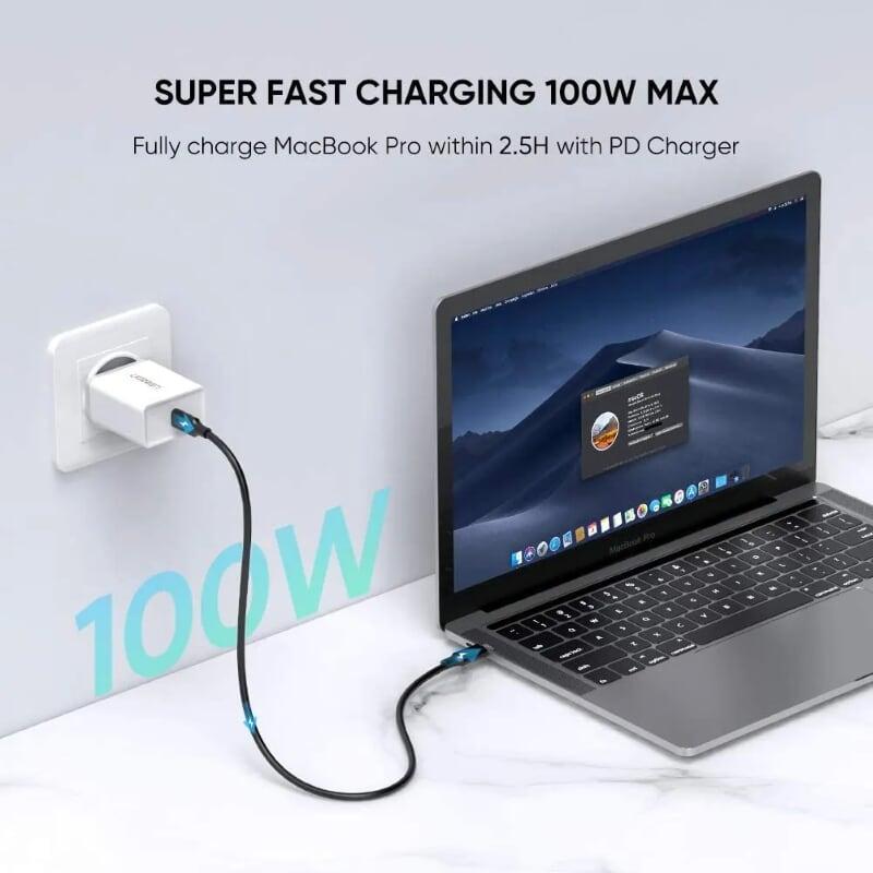 Ugreen UG50232US266TK 1m 3.1 gen2 cáp usb 2 đầu type c 5A hợp kim mạ nickel - HÀNG CHÍNH HÃNG