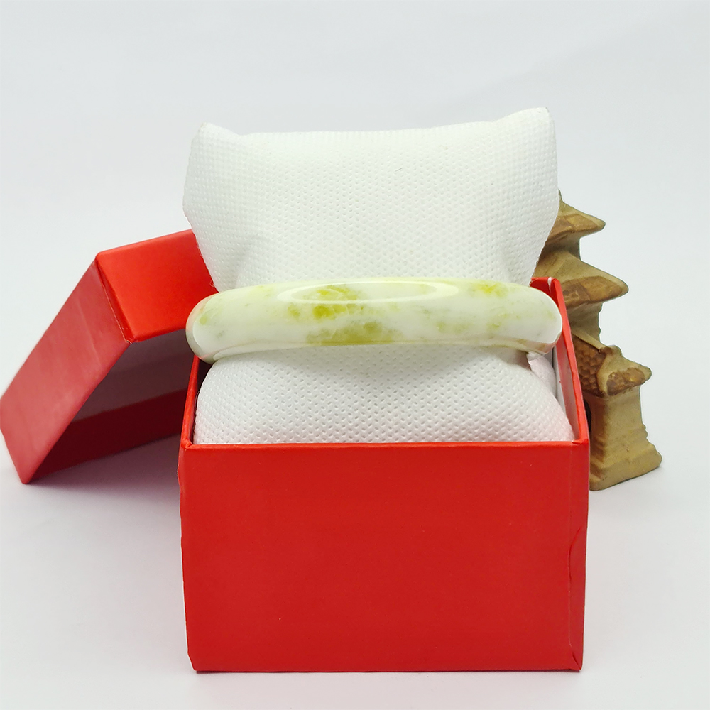 Vòng Tay Dạng Bản Đá Ngọc Serpentine Xanh Lá Nguyên Khối - Mx