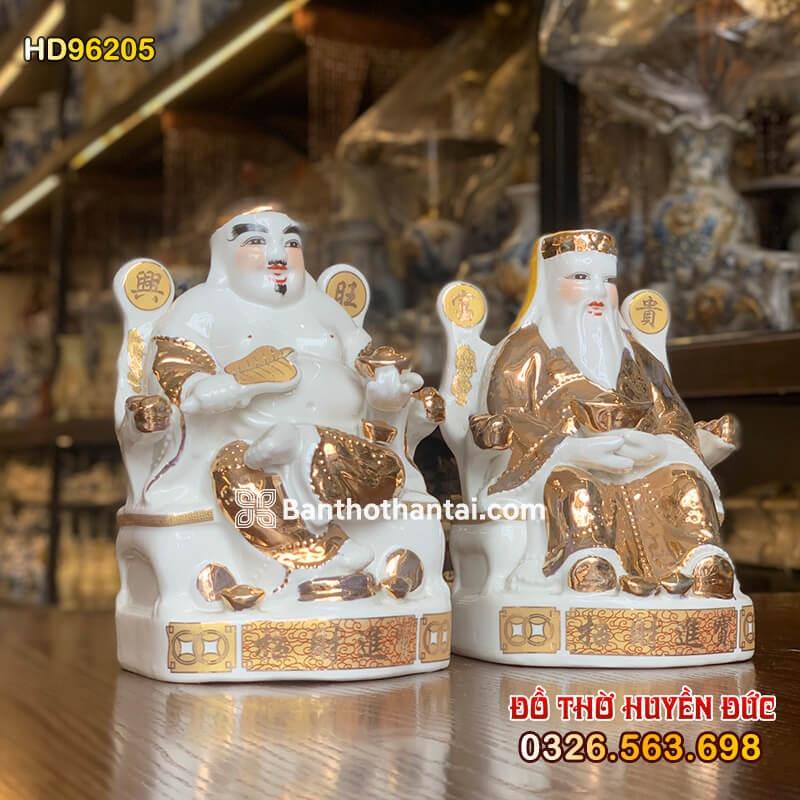 Tượng Thần tài Thổ địa bằng Sứ dát kim HD96205