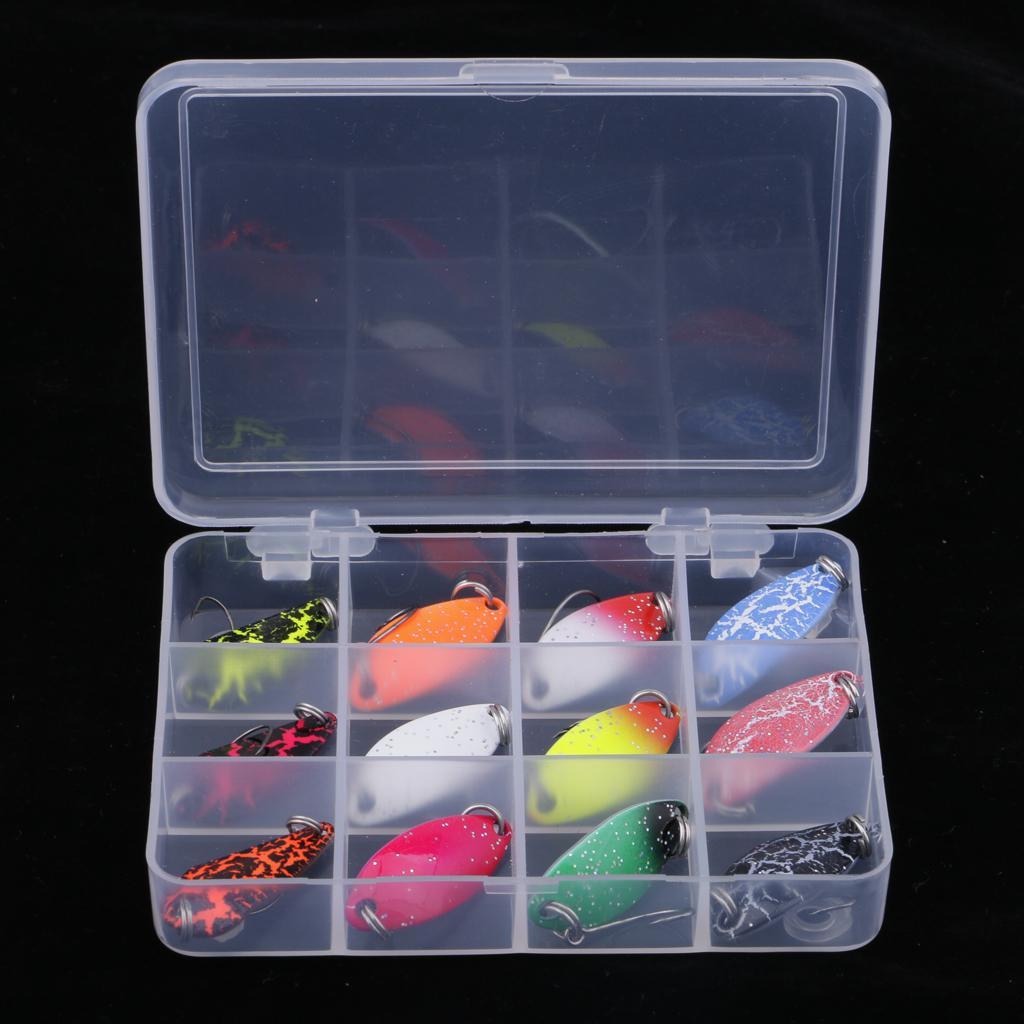 12pcs Fishing Lure Spoons Sequins Baits Hard Lure with Single Hook Colorful
