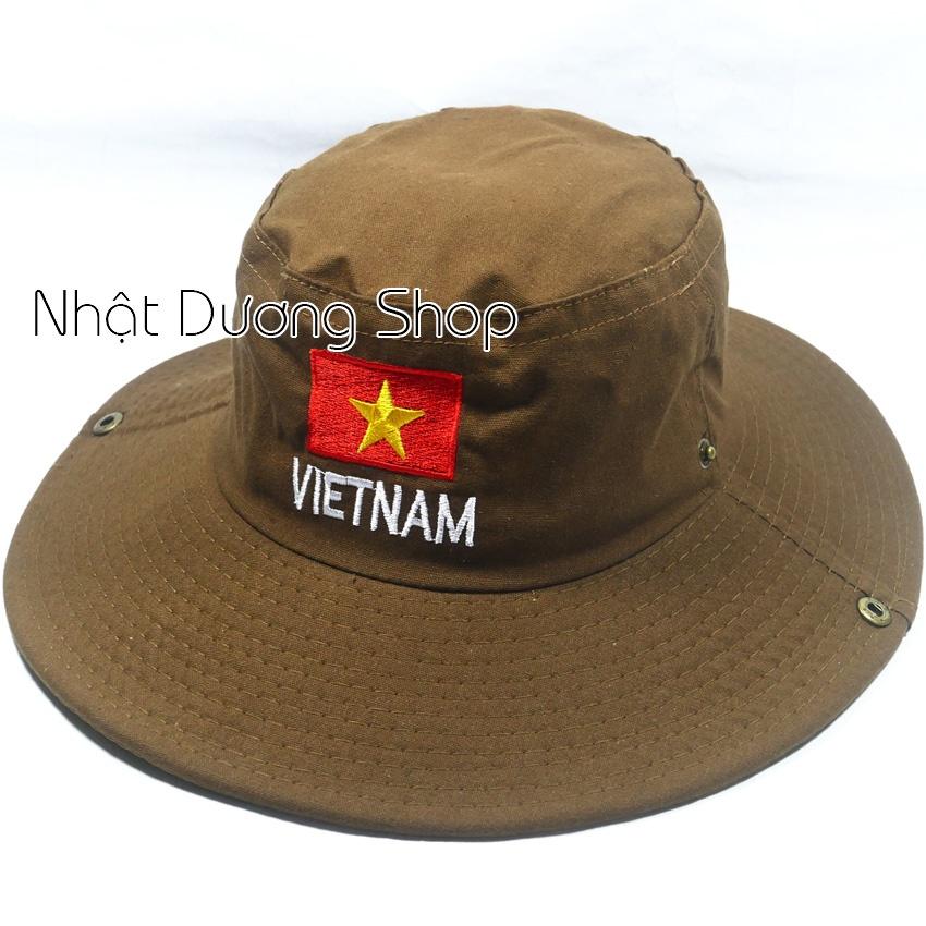 Nón tai bèo nam Việt Nam vành rộng chống nắng, có nút bấm thích hợp cho ace làm ngoài trời hoặc đi mùa hè xanh