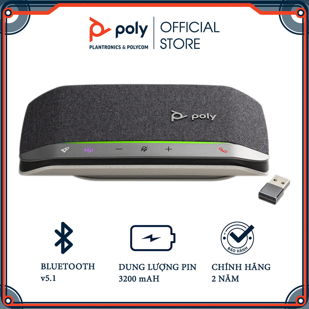 Loa Hội Nghị Không Dây Poly Sync 20+ Bluetooth/USB-A kèm BT600 Hàng Chính Hãng