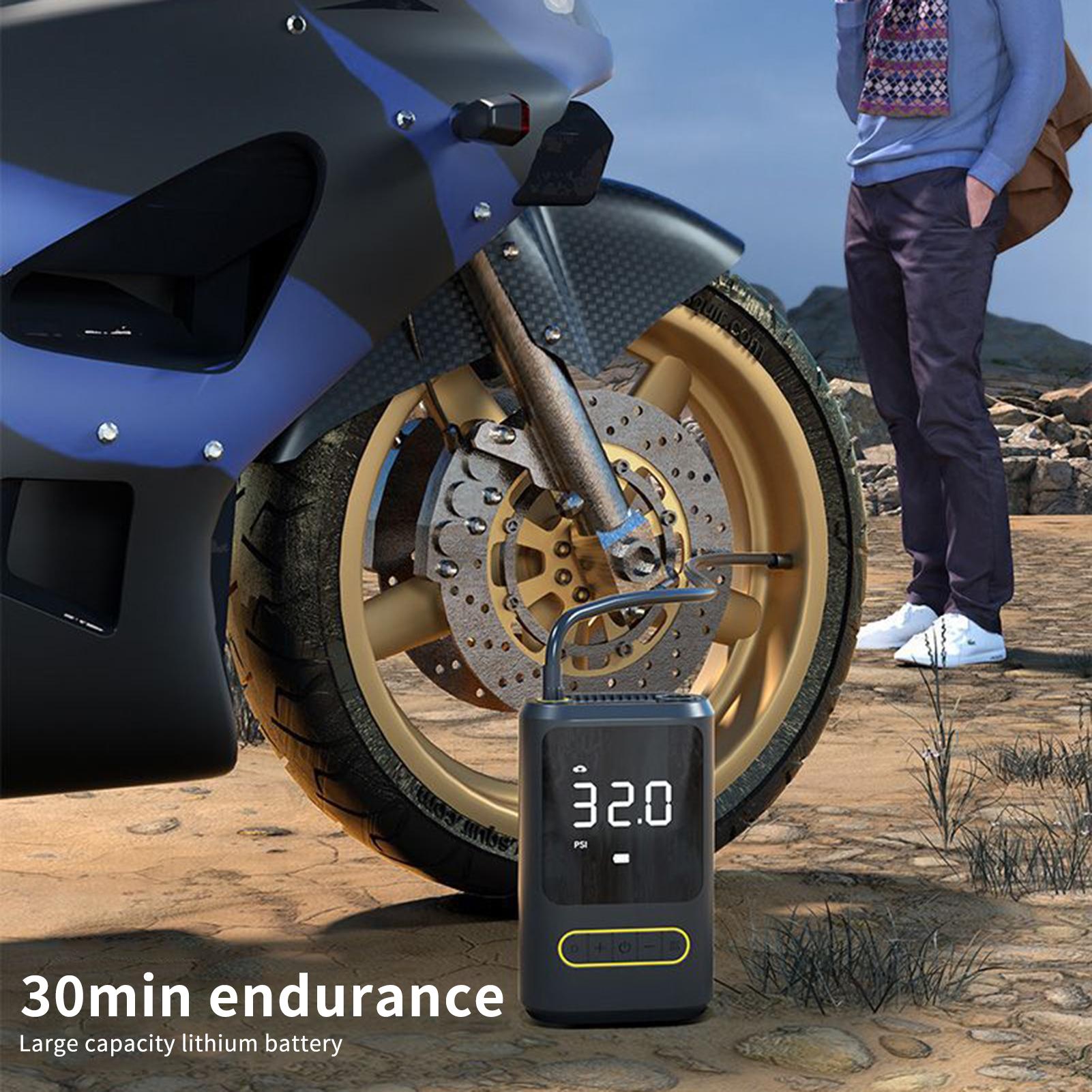 Portable Cordless Air Compressor USB Rechargeable Car Tire Inflator Power Bank Air Pump 150PSI with Digital Screen and LED Lights for Cars, Motorcycles, E-bikes, and Balls