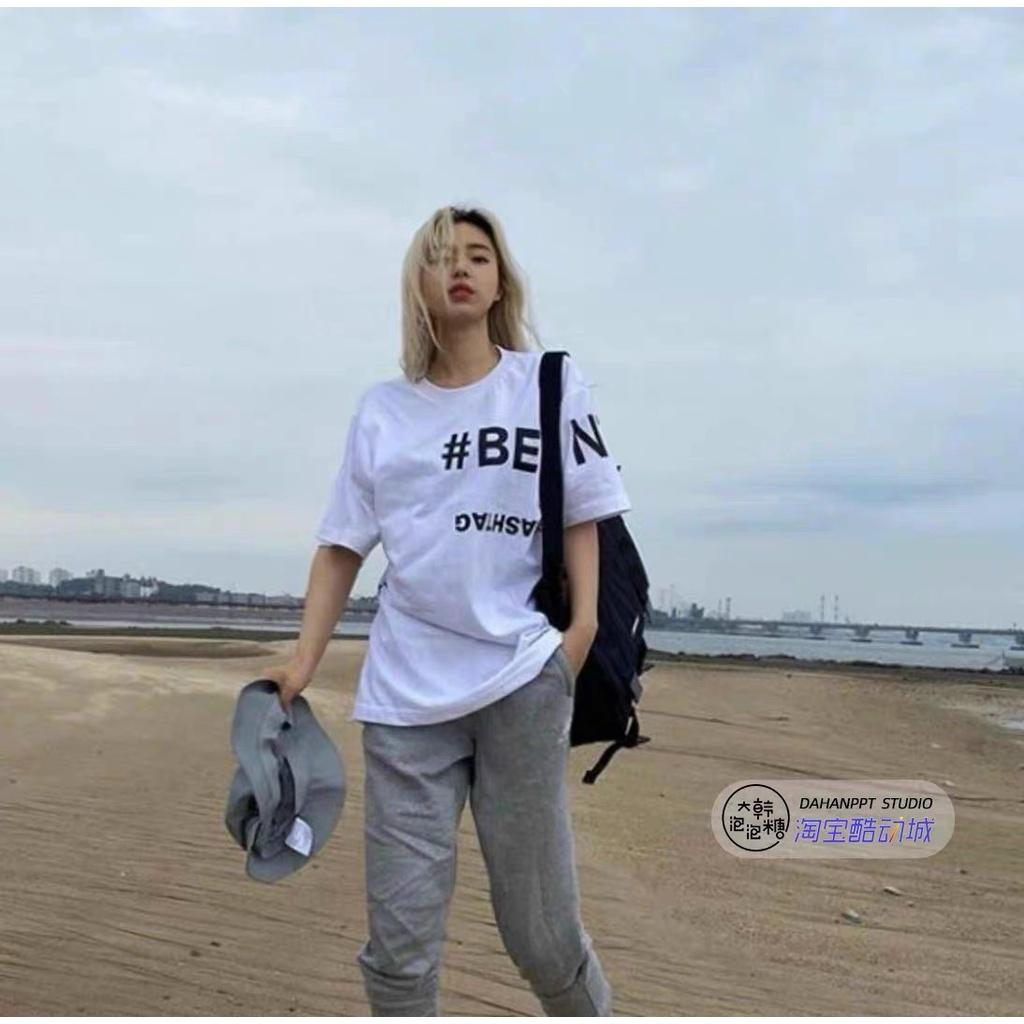 Áo thun dáng unisex cho nam nữ BEENTRILL Hàn Quốc chữ sau xuất xịn.