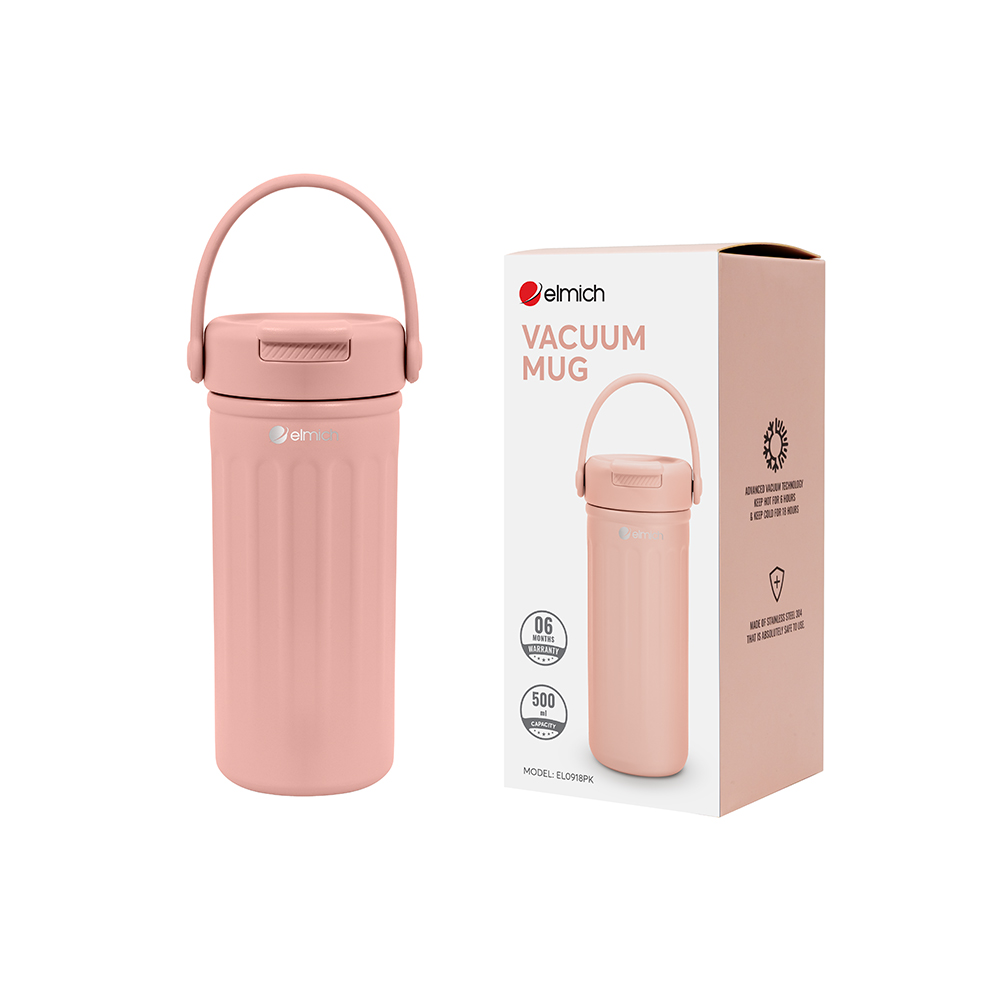 Bình Giữ Nhiệt Inox 304 Elmich EL0918 500ml, Hàng Chính Hãng, Kèm Ống Hút, Nắp Vặn - JoyMall