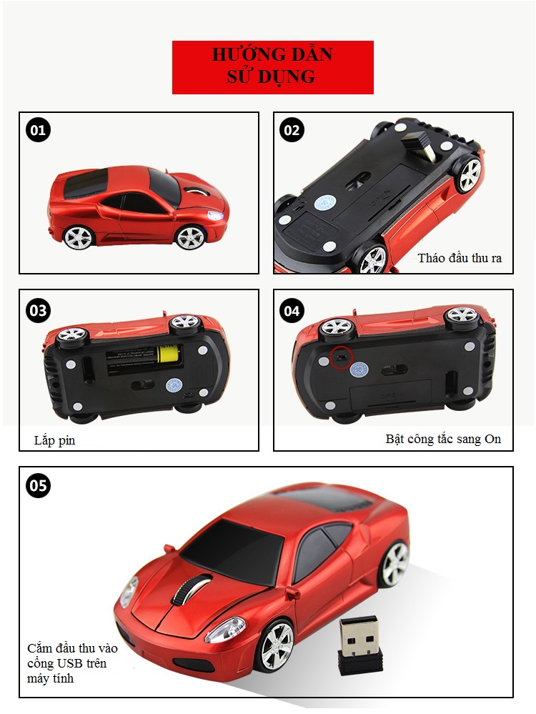 Chuột Không Dây Thiết Kế Theo Mô Hình Siêu Xe V.3