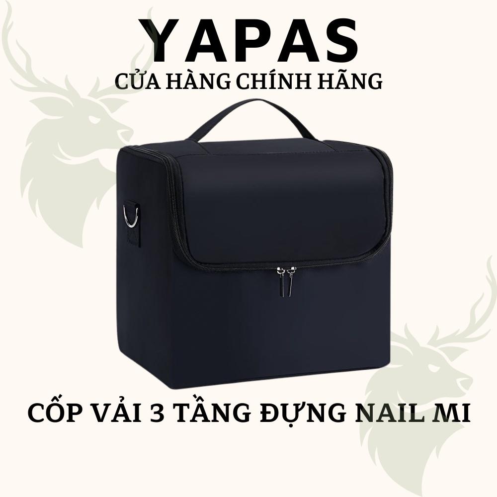 Cốp đựng dụng cụ nail mi phun xăm Yapas 3 tầng chất liệu vải dù, Cốp vải chứa đồ nail trang điểm mỹ phẩm cao cấp