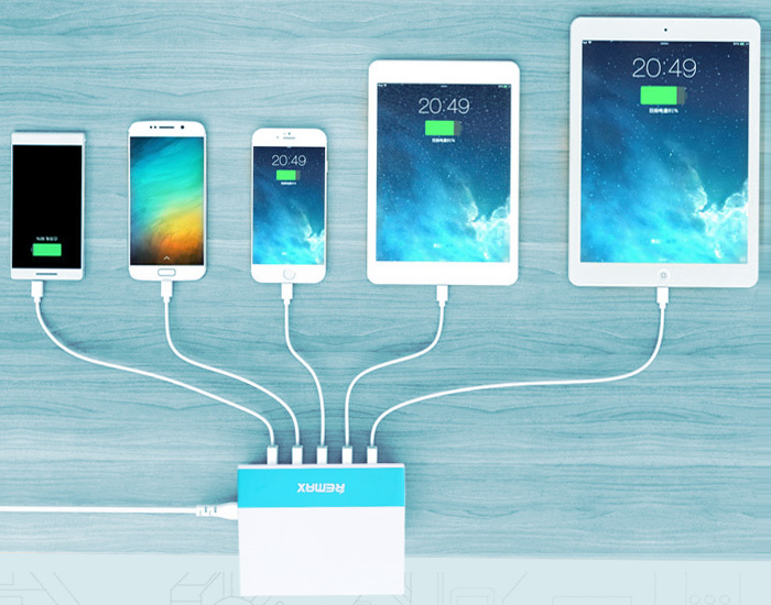 Kết quả hình ảnh cho Adapter Sạc 5 Cá»ng USB Remax RU - U1