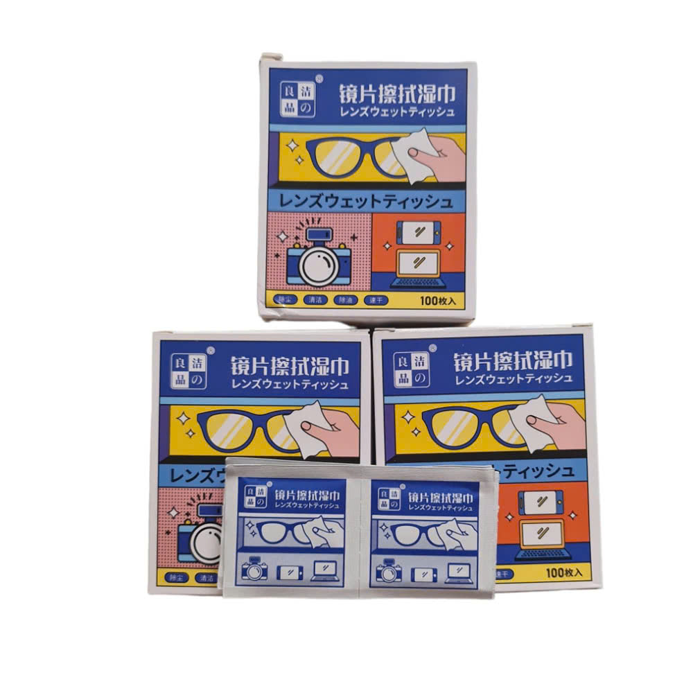 Hộp 100 miếng khăn lau nano dùng 1 lần - Chống bám hơi nước,hơi thở, chống mờ sương cho kính - Hàng Chính Hãng