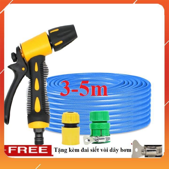 Bộ dây vòi xịt bơm nước tưới rửa , tăng áp 3 lần, loại 3m, 5m 206319 cút sập,nối nhựa vàng+ đai