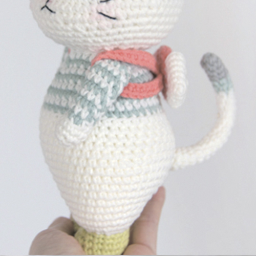 Amigurumi mèo chubby xám, thú len handmade, đồ chơi móc len an toàn, quà tặng dịp sinh nhật, trung thu, 1/6,...