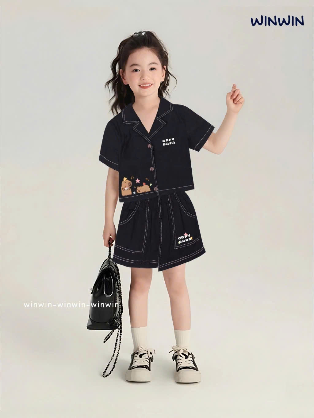 SET VEST BÉ GÁI IN HÌNH CAYBARA TỪ 12-45KG KÈM CHÂN VÁY LỆCH TÀ ĐÁNG YÊU CHO BÉ GÁI