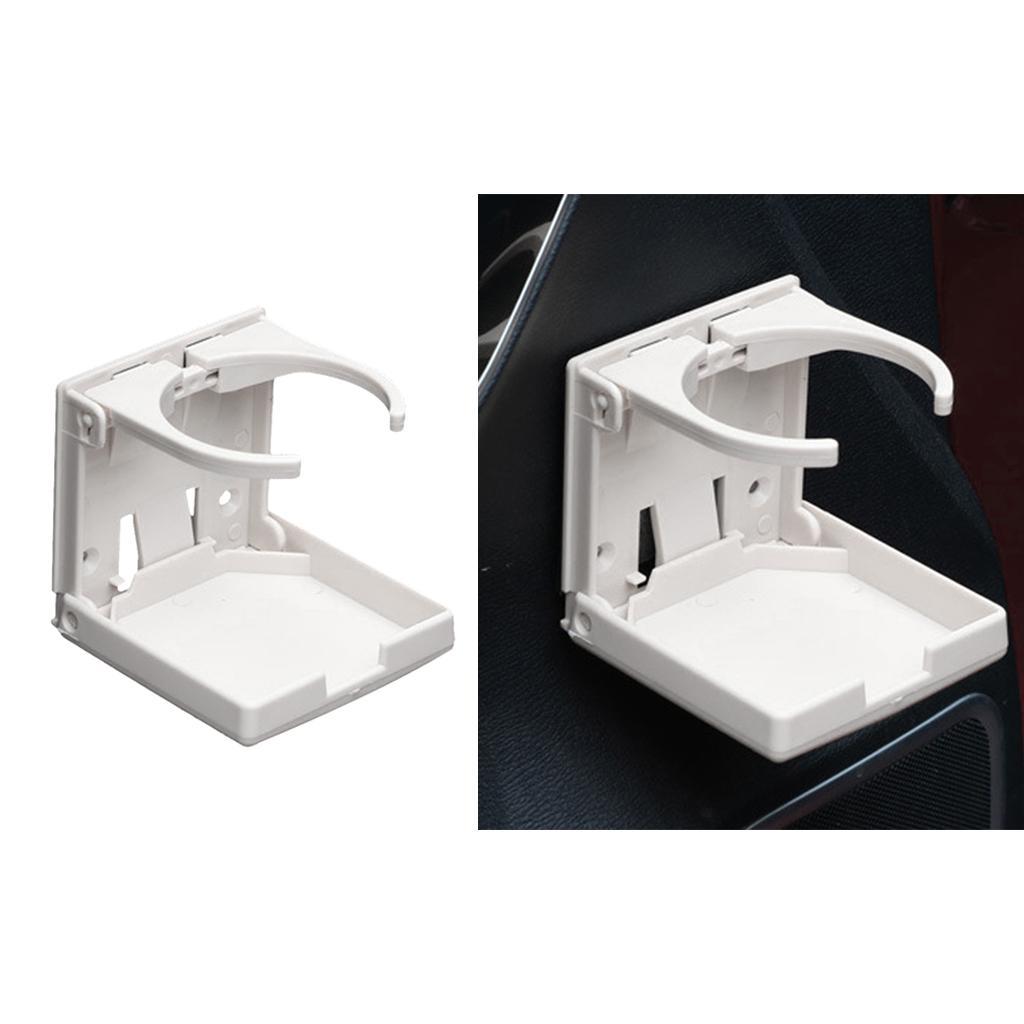 2Pcs White Adjustable Car Vehicle Folding Beverage Cup Drink Holder