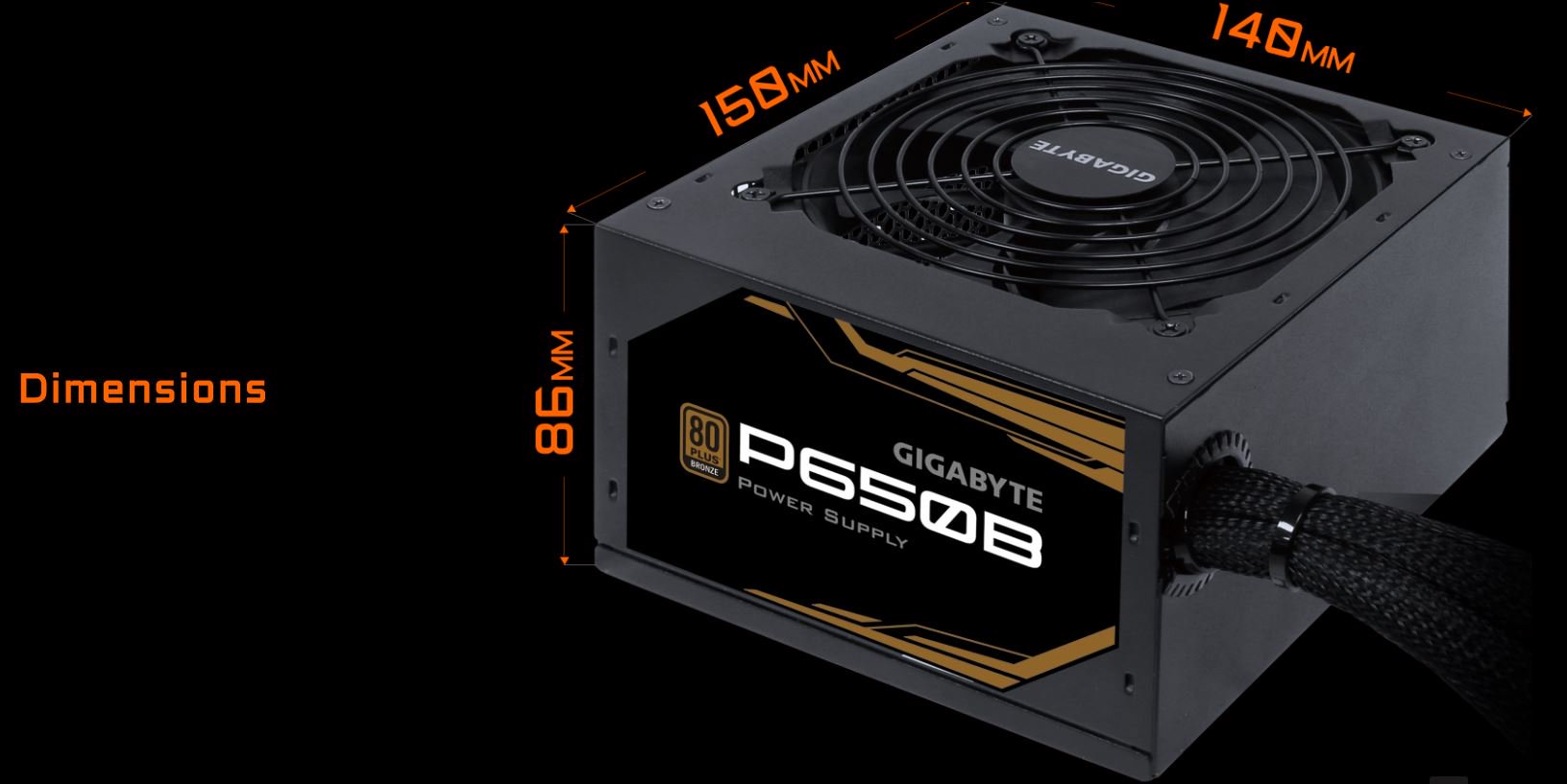 Nguồn Máy Tính PSU650W 135mm Gigabyte P650B - Hàng Chính Hãng