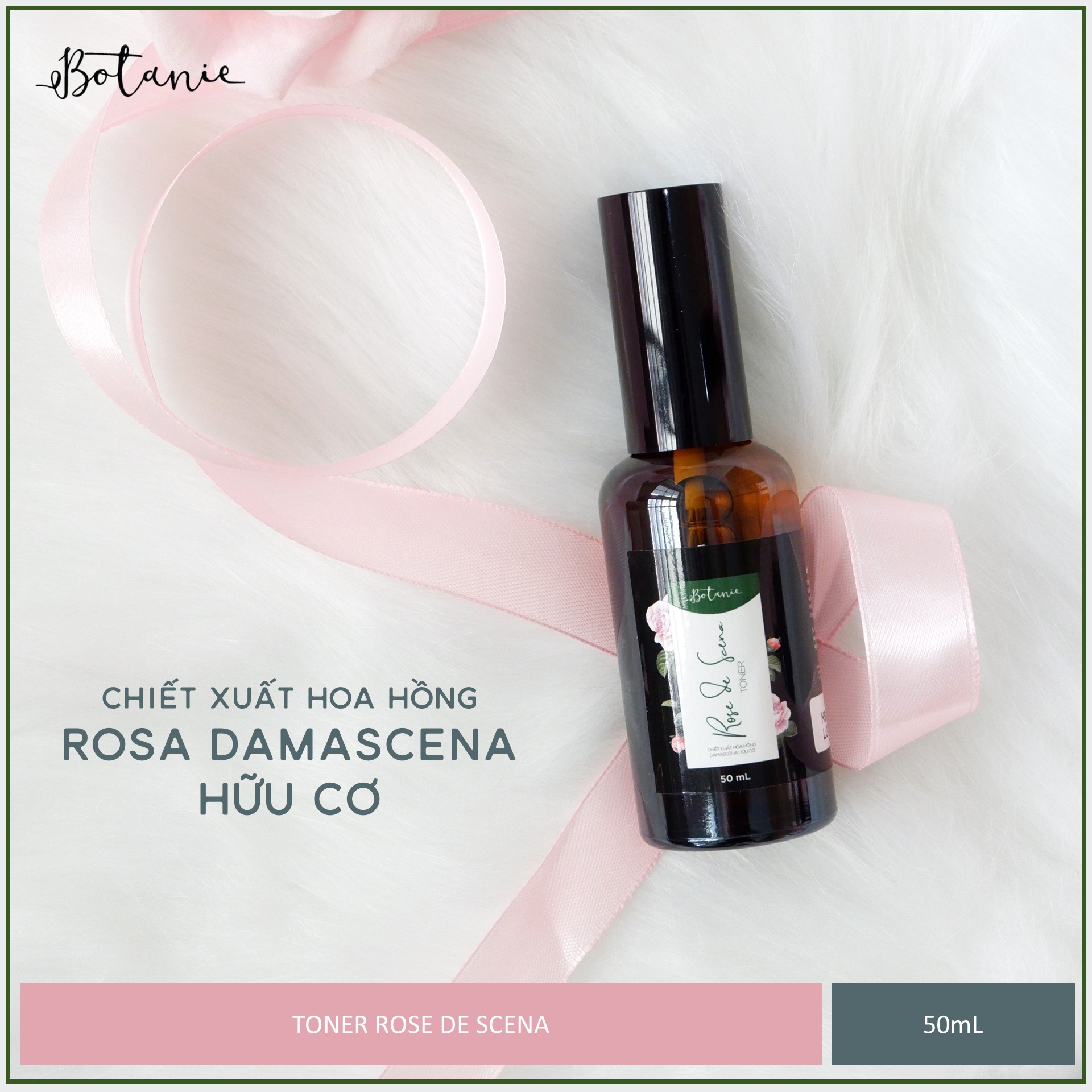 Toner Rose De Scena - Chiết xuất hoa hồng Damascena hữu cơ - Dạng Xịt (50ml) - Dịu nhẹ, không chứa cồn