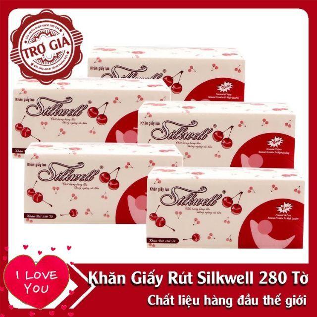 Khăn giấy rút silkwell 280 tờ Cherry đỏ