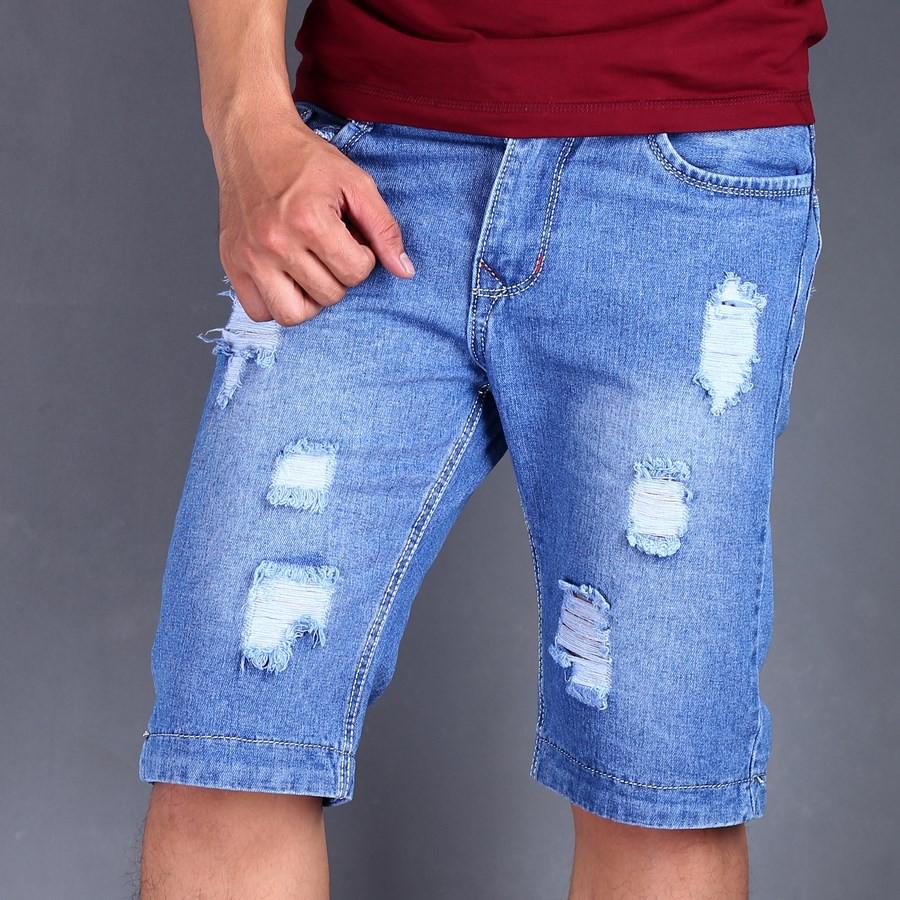 Quần short jean nam xanh rách thời trang GN33 | quần short nam | quần nam