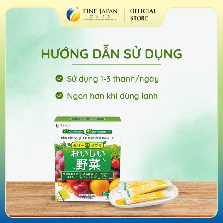 Thạch Rau Củ & Hoa Quả Fine Japan Delicious Veggie Jelly 20 thanh