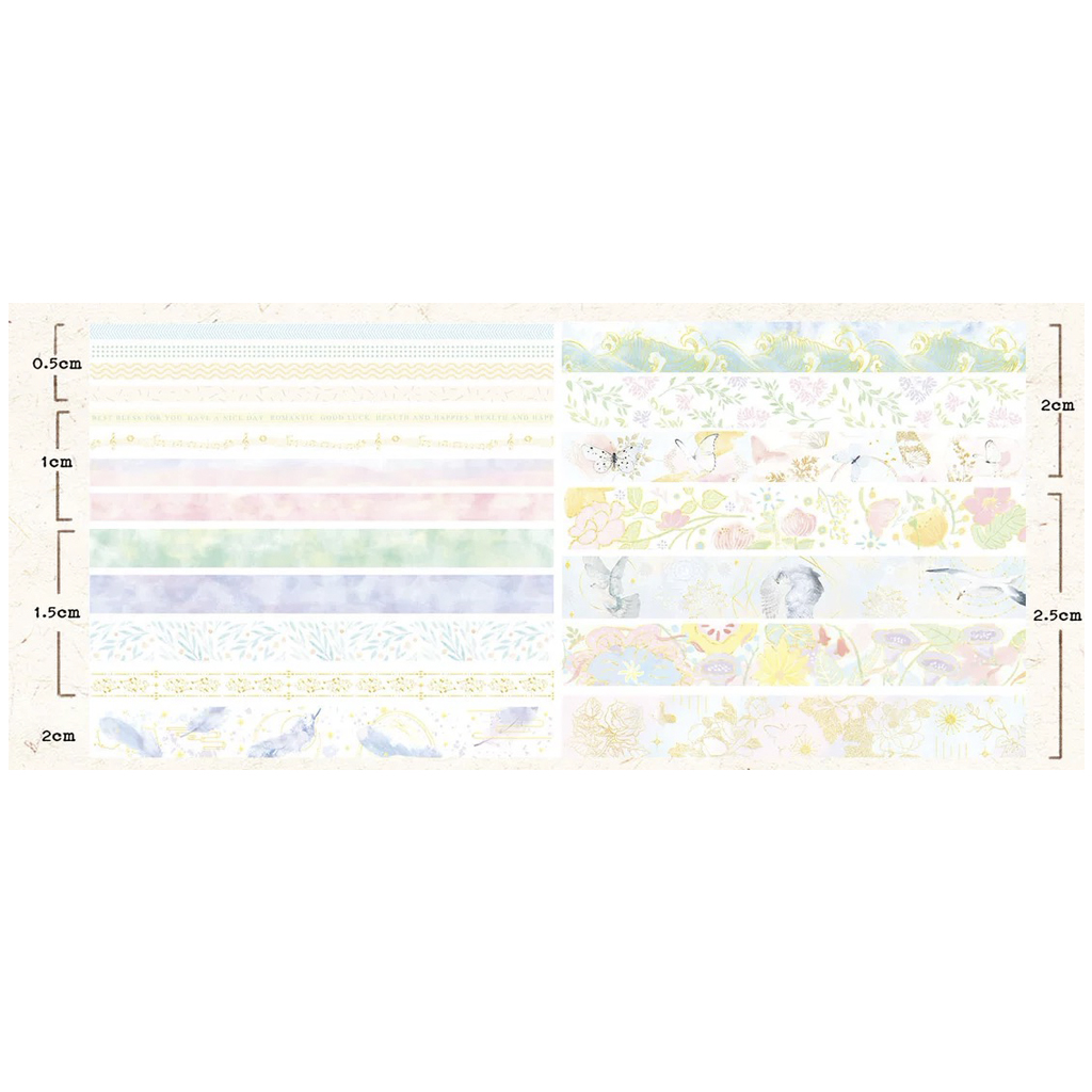 Hộp 20 cuộn washi tape kiểu cổ điển dùng để trang trí vintage journaling