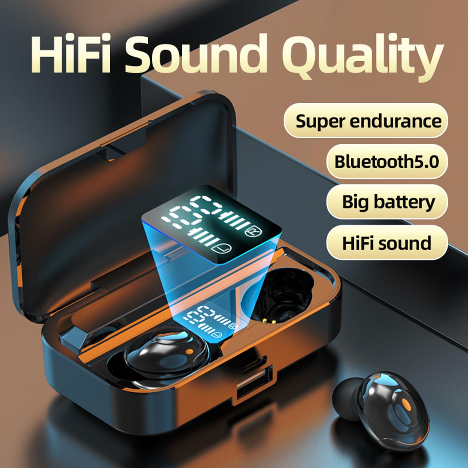 In Ear Headphone Bluetooth 5.0 Wireless Earphones HiFi Sound Black