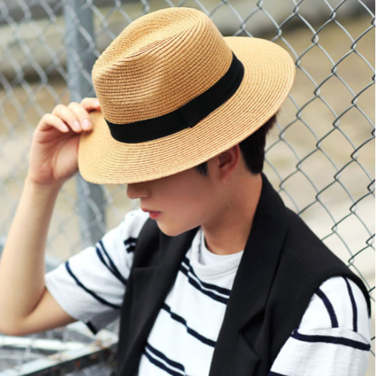 mũ phớt cói đi biển cho nam phong cách Hàn, nón panama nam cao cấp