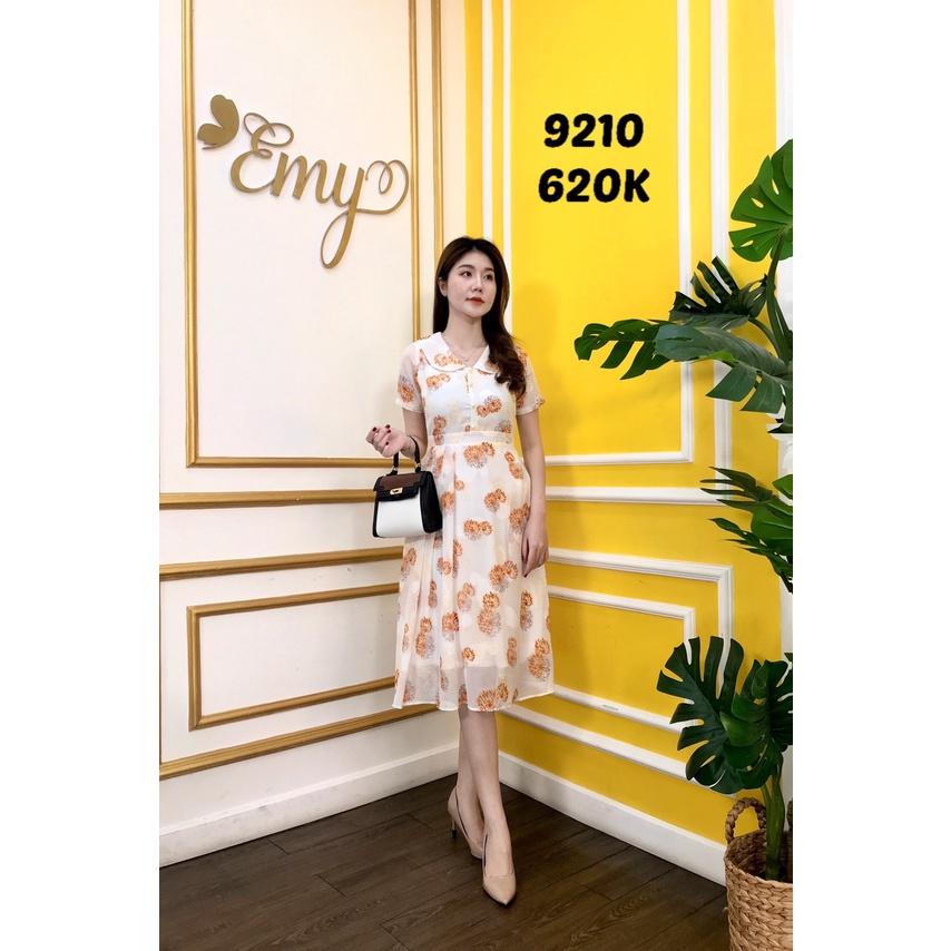 Đầm EMY EM9210 Xoè Hoa Phối Cổ Lá