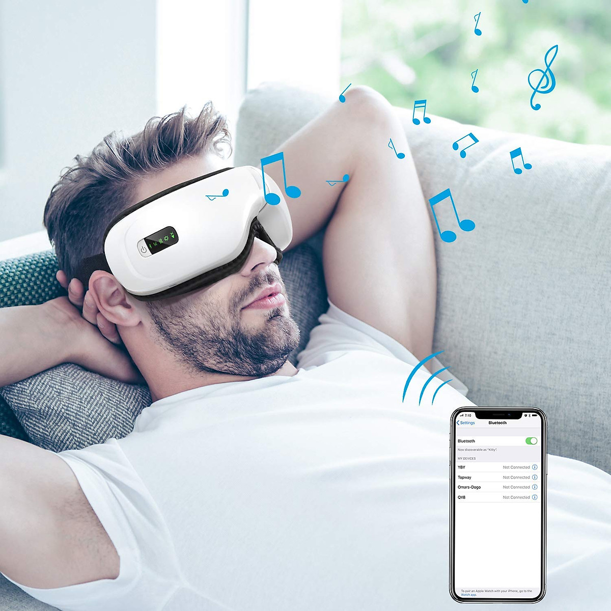 Máy Mát Xa Xông Hơi Mắt Thông Minh Kết Hợp Nghe Nhạc Thư Giãn Bluetooth Eye Massage - Nhiều Màu