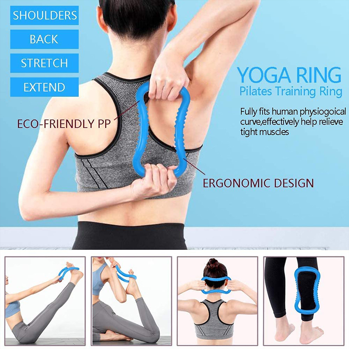 Combo Vòng Trơn Tập Yoga Bản Rộng 33x20cm, 2 Gạch Tập Yoga, Vòng Myring, Dây Đai Cotton - YOGA QG, Vòng Nhựa ABS Bọc TPE Chịu Lực Cao, Gạch Chất Liệu EVA Bền Đẹp, Dây Đai Cotton Hỗ Trợ Giãn Cơ, Vòng Myring Giúp Mở Vai - Hàng chính hãng