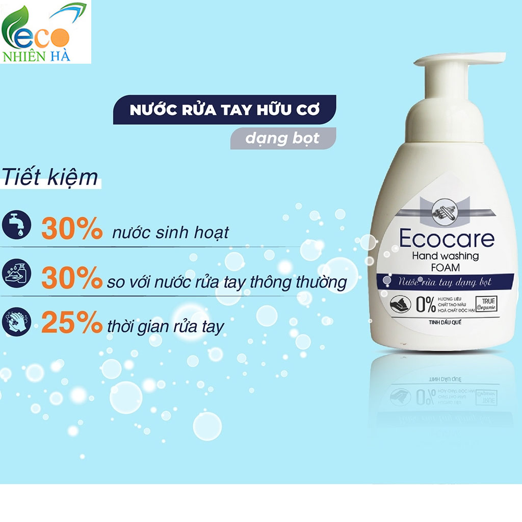 Nước rửa tay ECOCARE 250ml tinh dầu thiên nhiên, nước rửa tay tạo bọt, không khô da tay