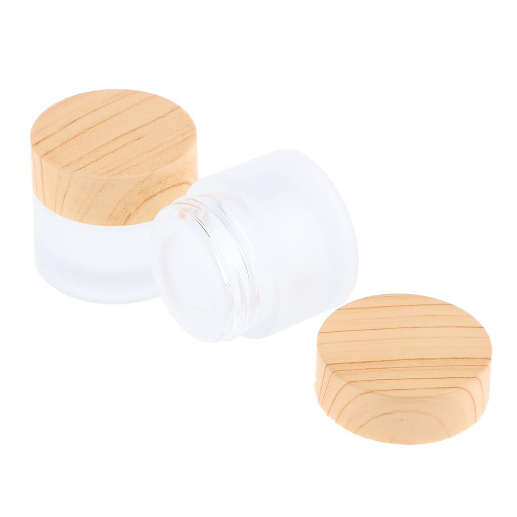 5/10/15/30/50g, Empty, Frosted Glass Pot Jars, Cosmetic Containers, 2pcs