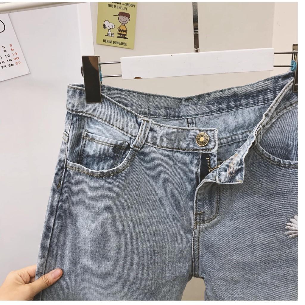 Được Kiểm Hàng TrướcQuần baggy jean thêu hoa cúcHÀNG SIÊU CẤP