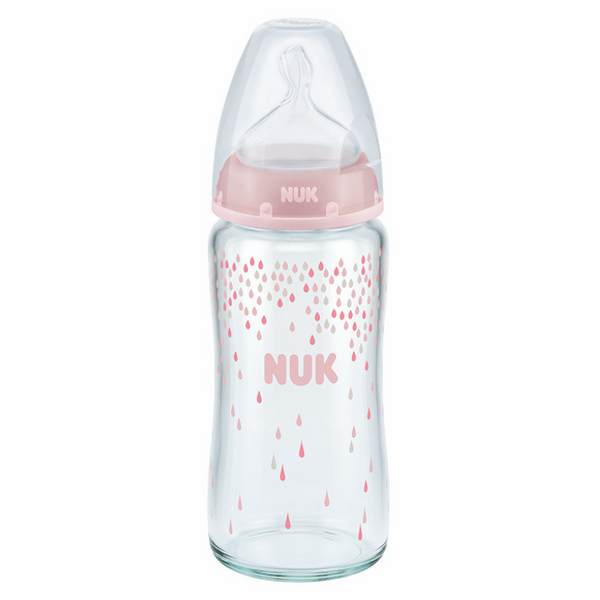 Bình Sữa Thủy Tinh 240ml Núm Ti Silicone S1 Nuk NU66128 (Size M) - Màu Ngẫu Nhiên