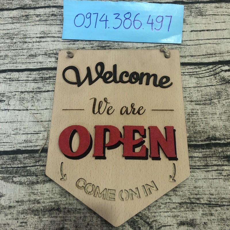 Bảng gỗ open close hai mặt treo shop thời trang quán cafe tiệm nail