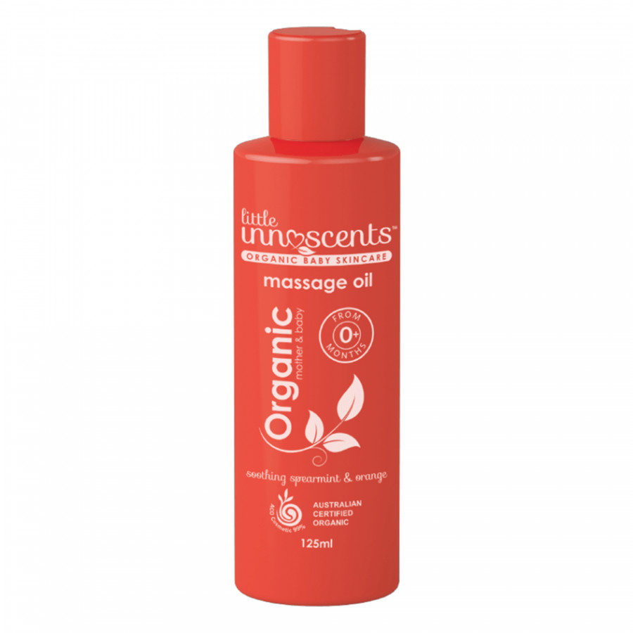 Dầu massage hữu cơ Bạc hà Cam Organic Massage Oil Little Innoscents 125ml Hàng Chính Hãng Úc