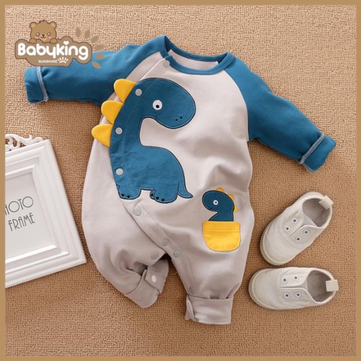 BodySuit giáng sinh noel cho bé,áo liền quần kiểu khủng long tay áo xanh dương nhạt đáng yêu,ngộ nghĩnh,Aiueo Nhật