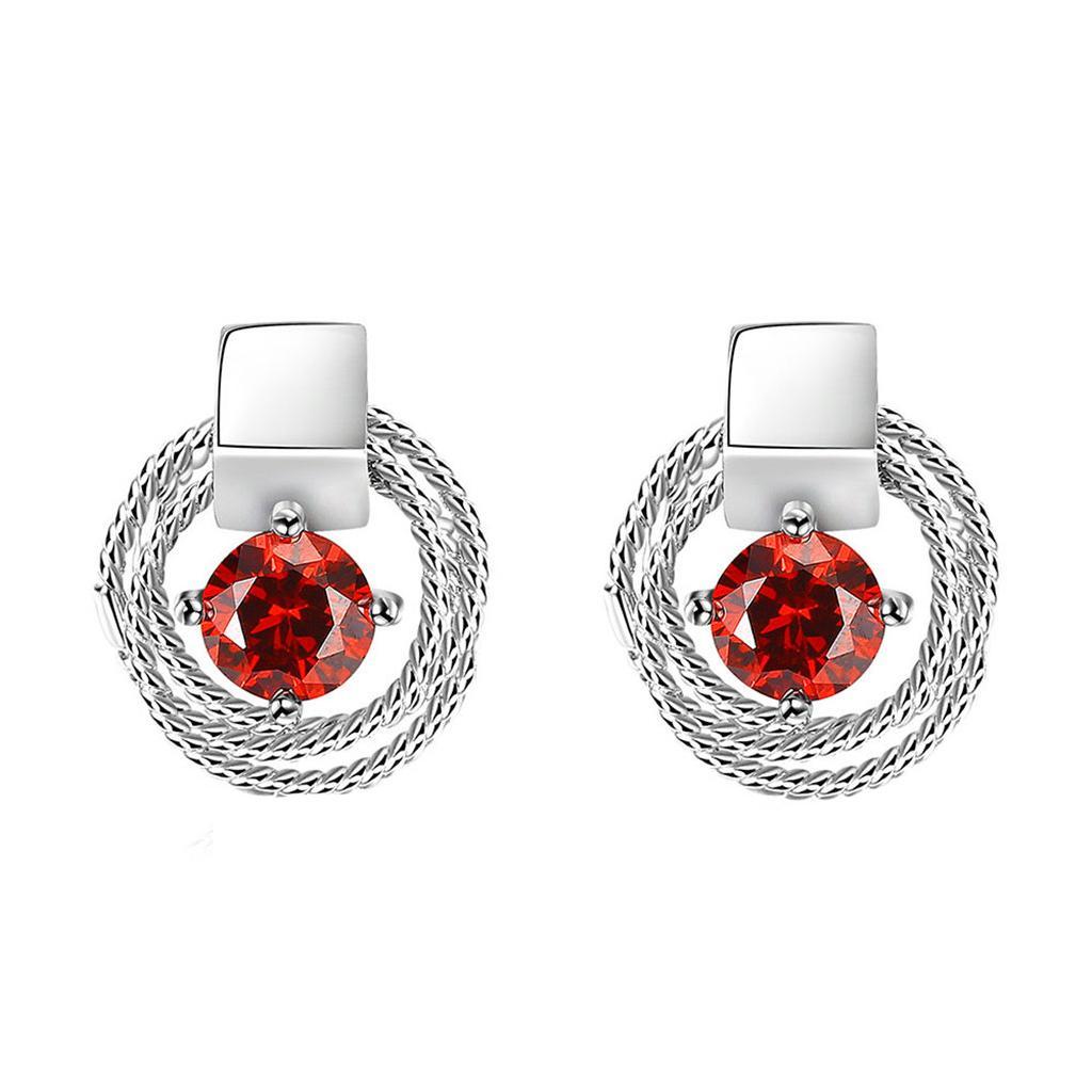 Vintage White Gold Round Red Zircon Fashion