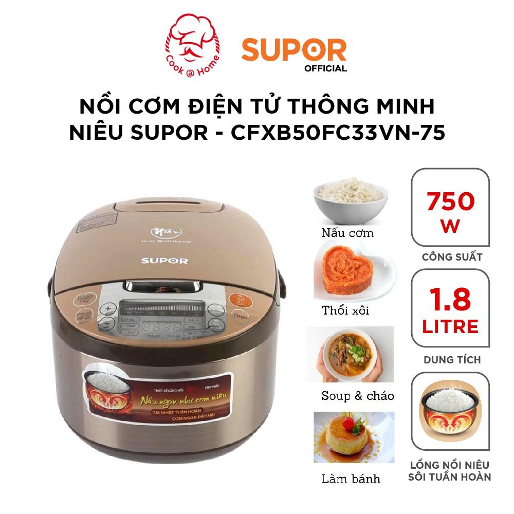 Nồi cơm điện tử thông minh niêu E-Spherical Supor CFXB50FC33VN-75 - 1.8L, 750W