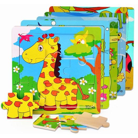 Bộ 3 Tranh Ghép Gỗ Thông Minh 9 Mảnh Puzzle - Ghép hình 9 Mảnh Bằng Gỗ