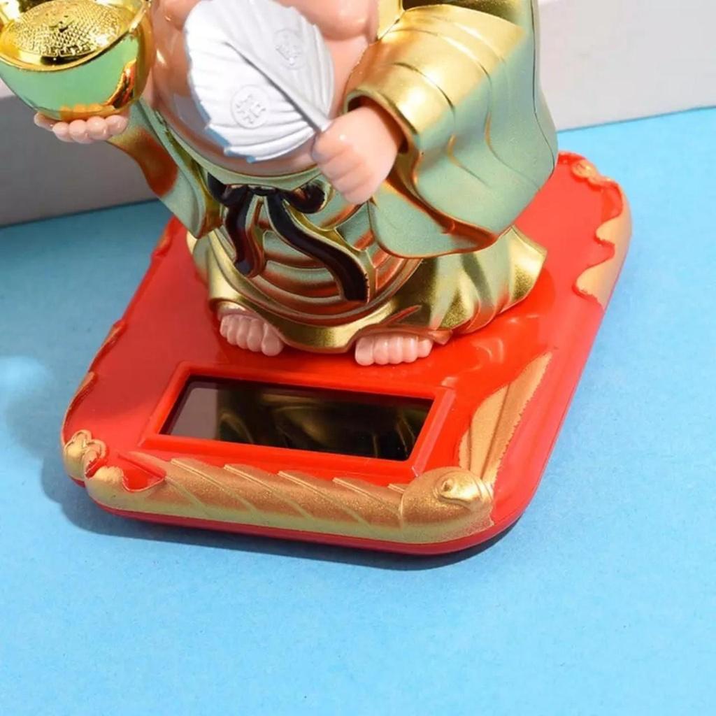 PHẬT DI LẠC DÁNG ĐỨNG VẪY QUẠT GẬT ĐẦU CHẠY NĂNG LƯỢNG MẶT TRỜI ĐEM MAY MẮN
