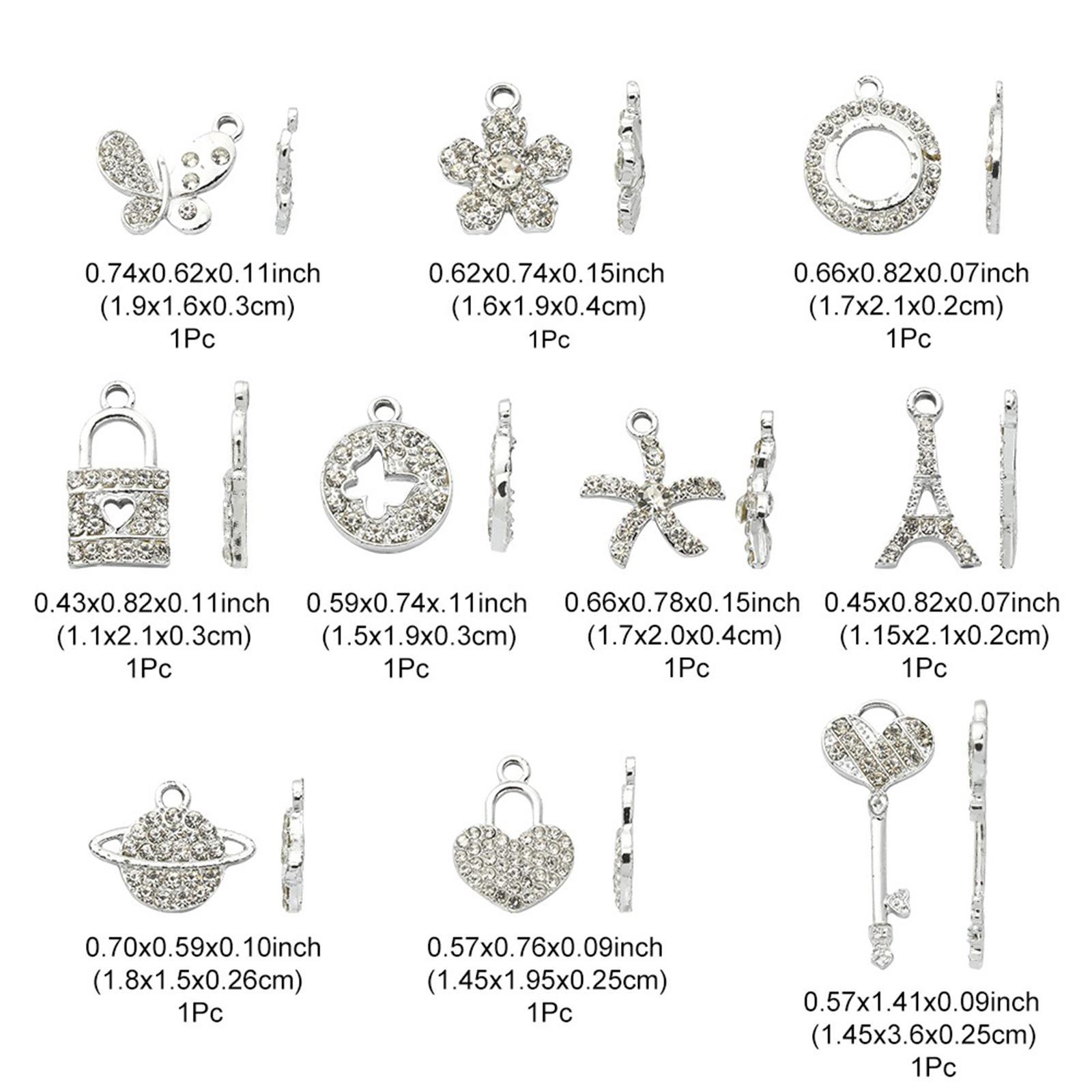 10 Pieces Rhinestone Charms Pendants Alloy for Jewelry Making for DIY Crafts