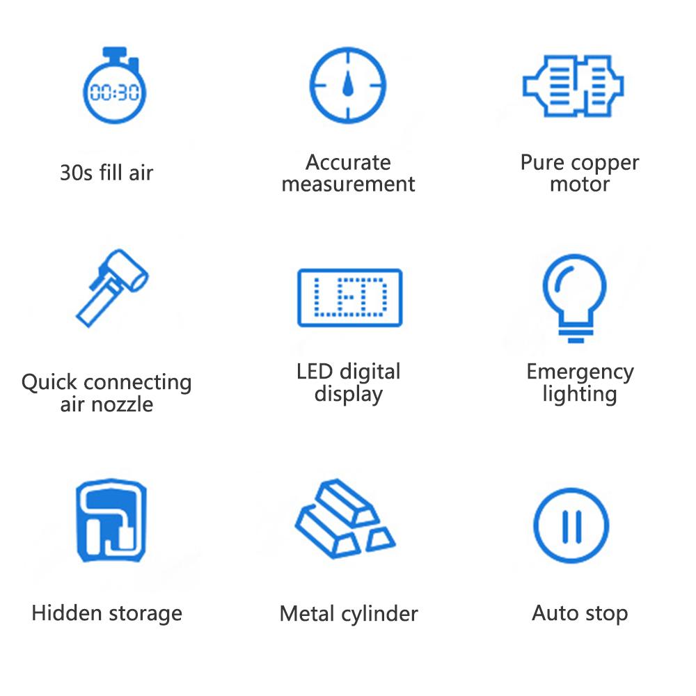 Máy bơm hơi này không dây di động mini cho xe hơi, xe máy ,xe đạp, đèn nền hiển thị kỹ thuật số