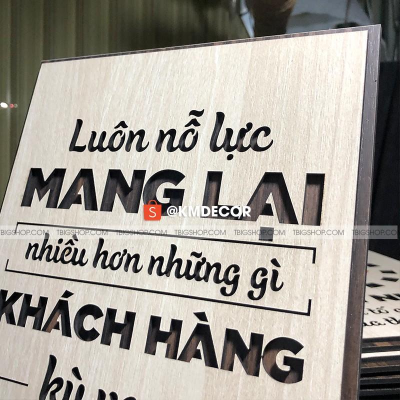 Tranh tạo động lực gỗ TBIG056 - Luôn nỗ lực mang lại nhiều hơn những gì khách hàng kỳ vọng