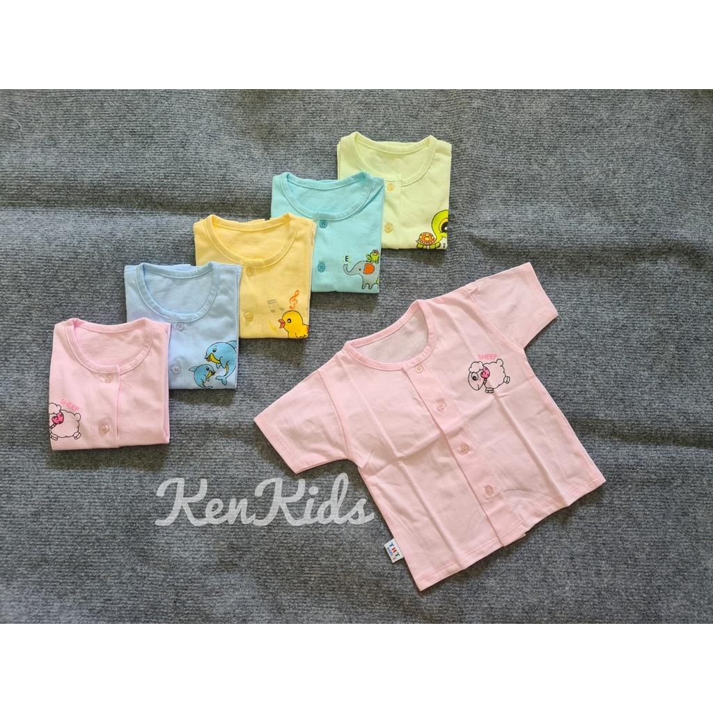 COMBO 5 Áo sơ sinh tay ngắn màu cổ tròn chất thun 100% cotton
