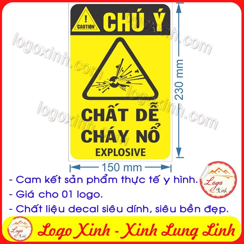 LOGO TEM STICKER CẢNH BÁO CHẤT DỄ CHÁY NỔ, EXPLOSIVE - BIỂN CẢNH BÁO AN TOÀN LAO ĐỘNG