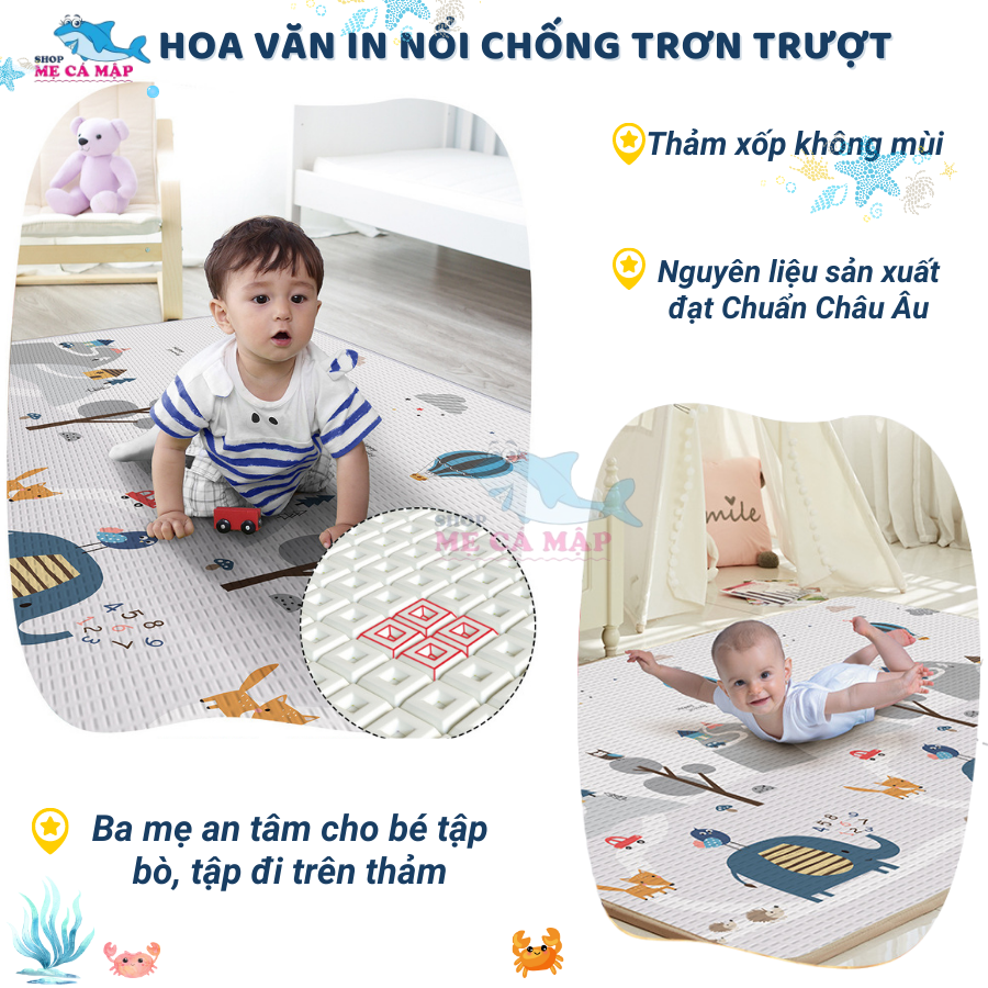Thảm Gấp Gọn XPE Dày 2cm - Thảm Cho Bé Kèm Túi Đựng Tiện Lợi - Bảo Hành 1 Năm