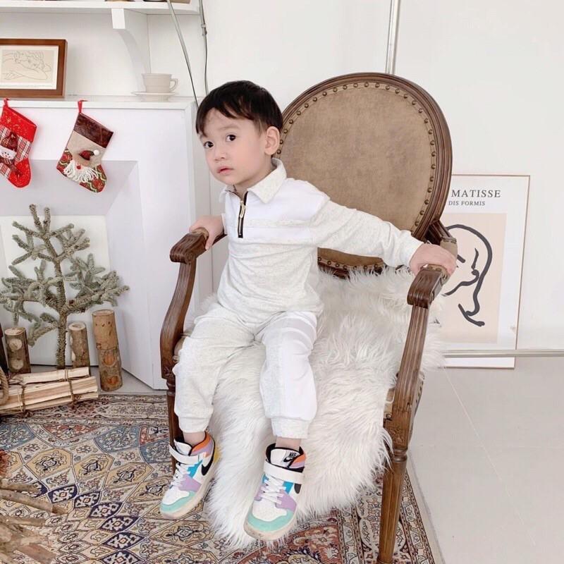 Set thể thao unisex bé trai bé gái màu xanh dương pastel