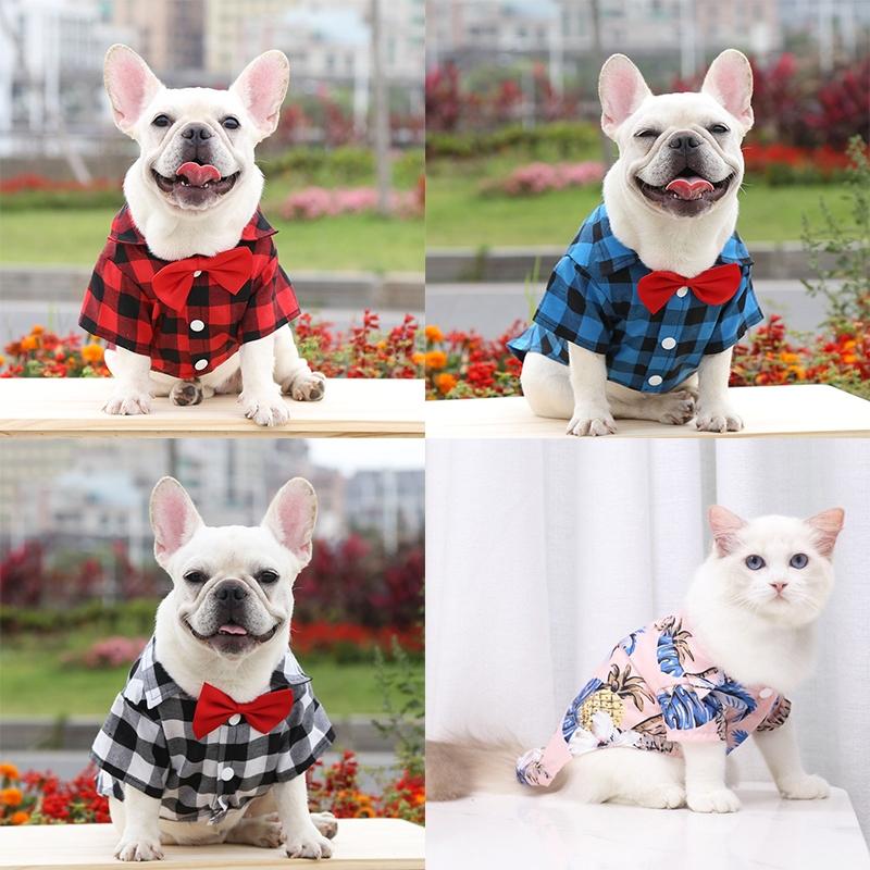 [Có Size 4XL] Áo sơ mi có nơ đi biển cho Chó Mèo , thời trang mùa hè dành cho cún cưng